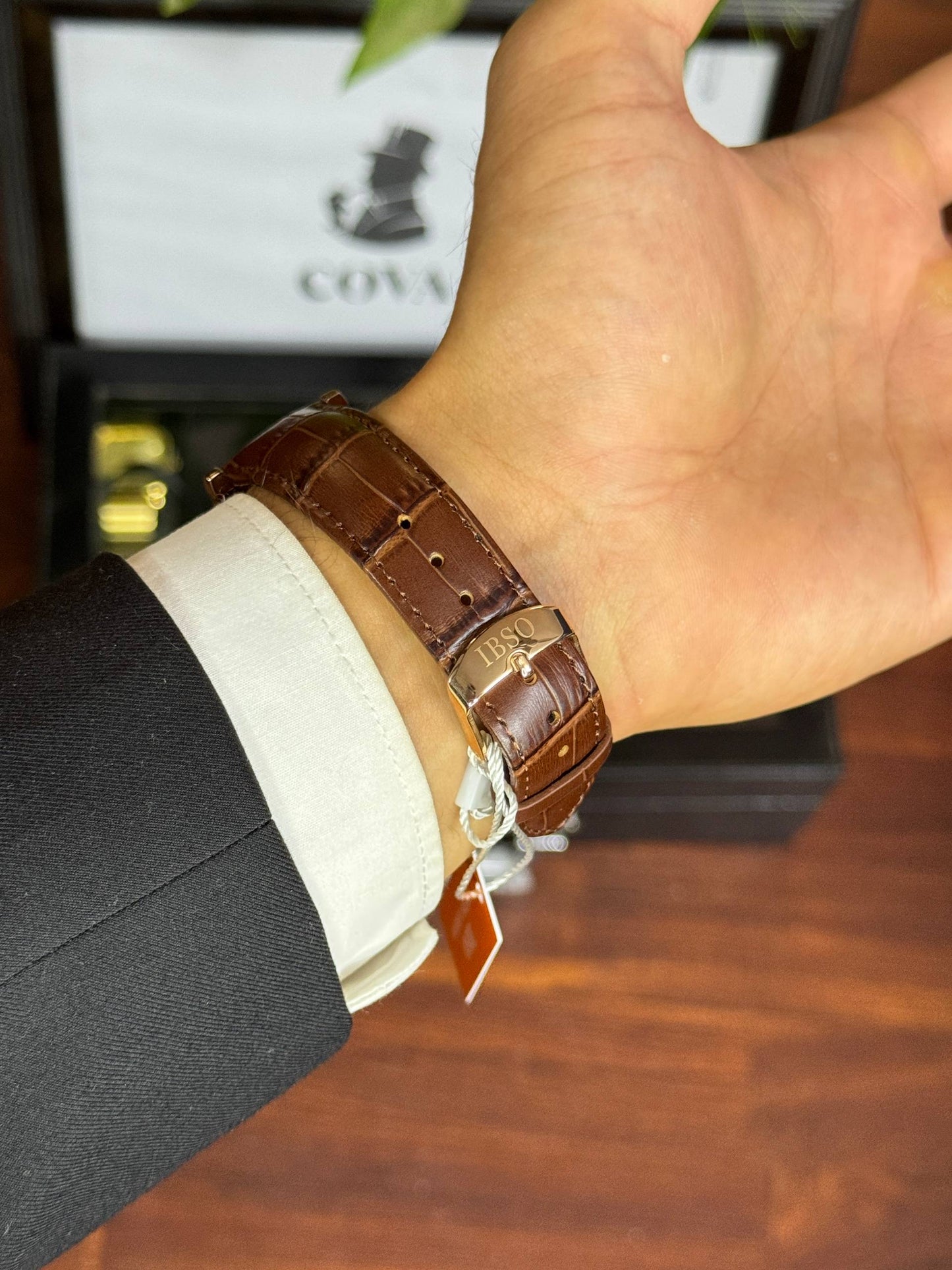 IBSO-3960L-Brown Genuine Leather Men Casual Watch