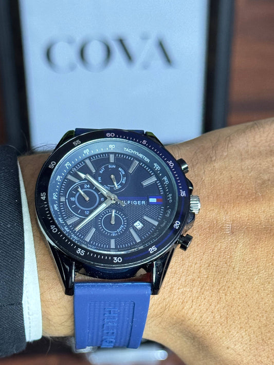 Tommy Hilfiger Style Watch – Blue Dial, Blue Silicone Strap