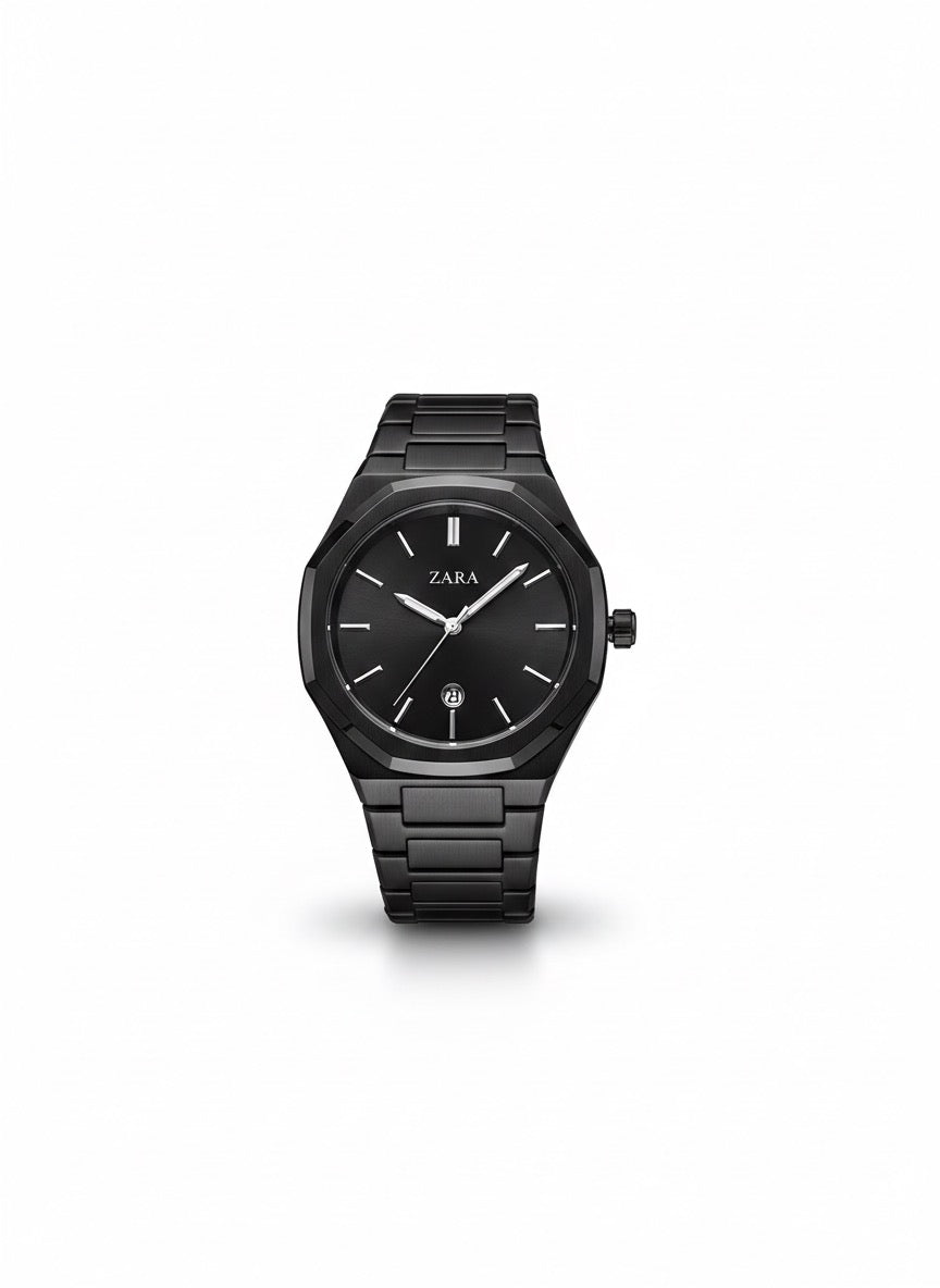 ZARA Original Watch – Black Dial, Full Black Stainless Steel