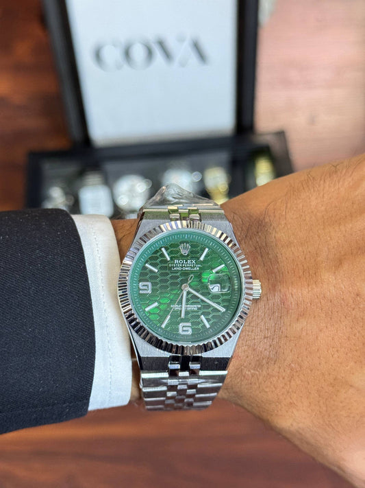 Rolex Land-Dweller style men's watch green honeycomb dial – Cova Egypt