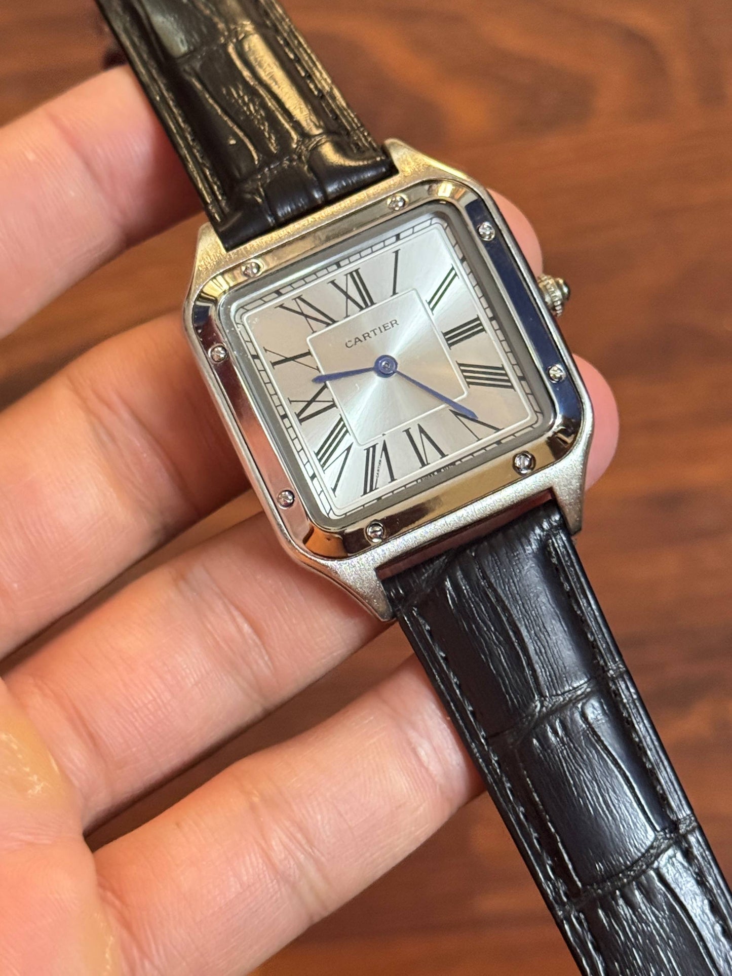 Cartier Santos-Dumont Watch - 46.6 Mm X 33.9 Mm Steel Case Silver Dial