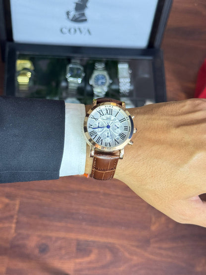 IBSO-3960L-Brown Genuine Leather Men Casual Watch