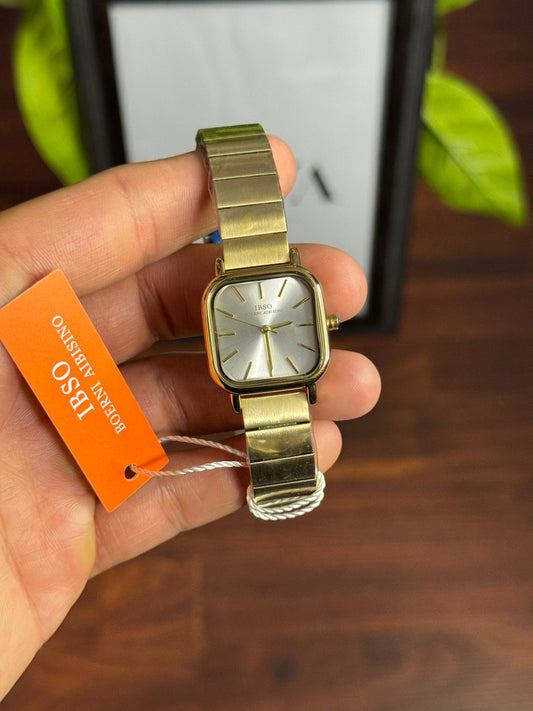 IBSO Classic Watch for Women -Analog- Quartz - Gold stainless steel Band-Silver Dail- IBM20