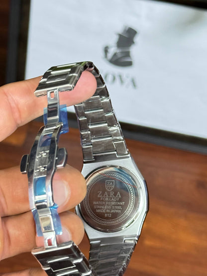 ZARA – Arabic Split Dial (Black/Silver), Stainless Steel Bracelet (41mm) – Original