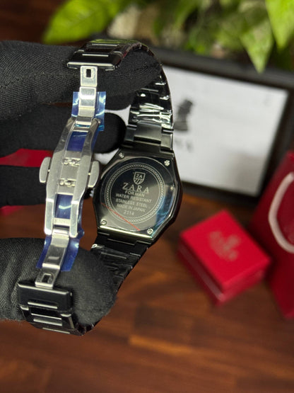 ZARA Original Watch – Black Dial, Full Black Stainless Steel