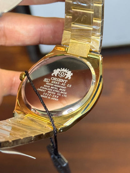 Orient Men's Gold Dress Watch – Champagne Dial Cushion Case Quartz