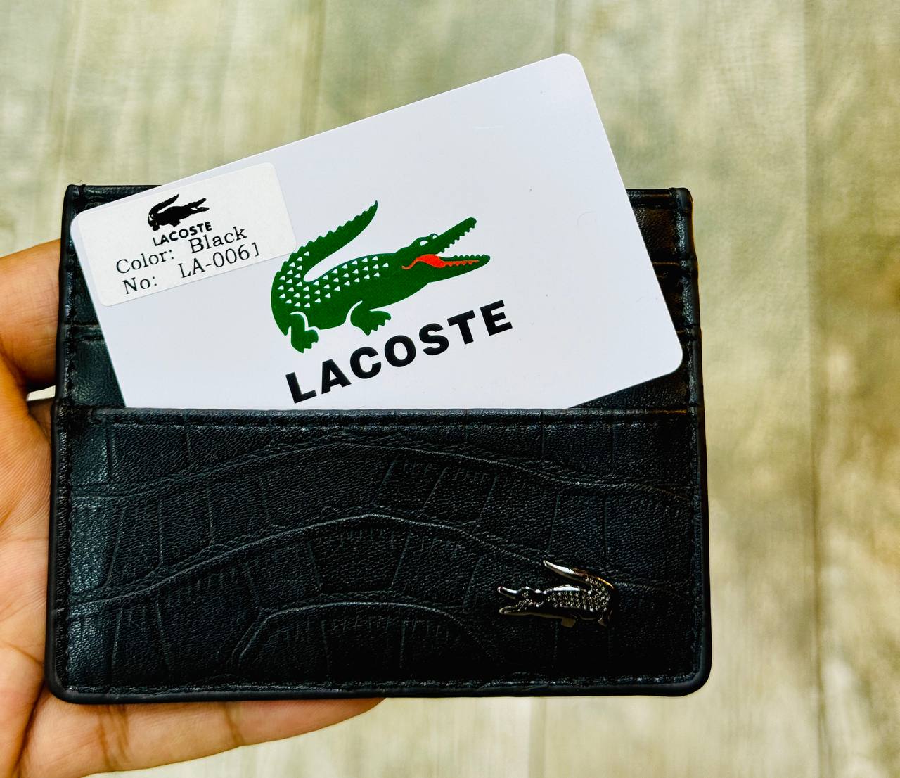 Lacoste Wallet – Genuine Leather with Crocodile Texture