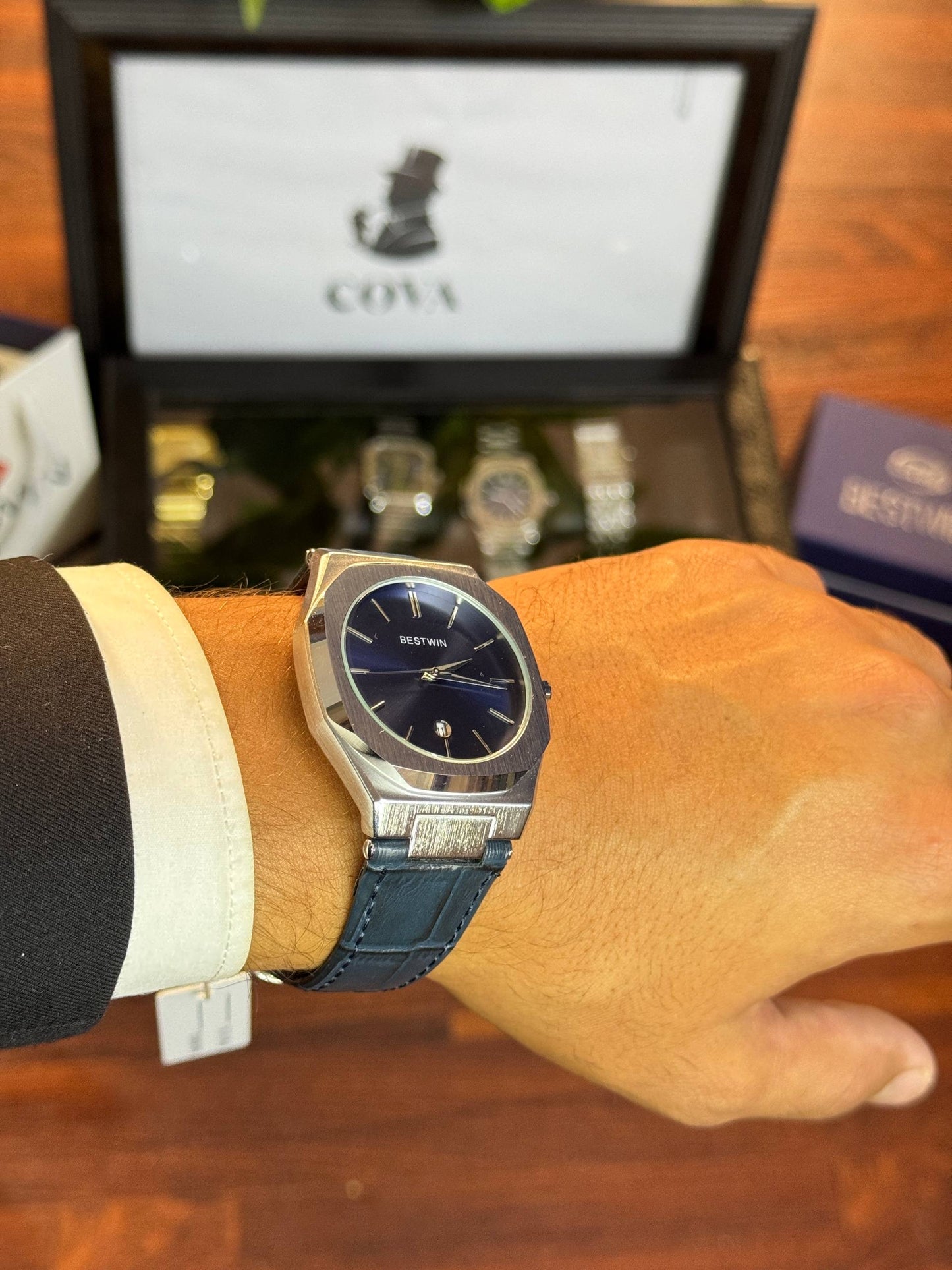 Bestwin Original Watch – Blue Dial, Blue Leather Strap