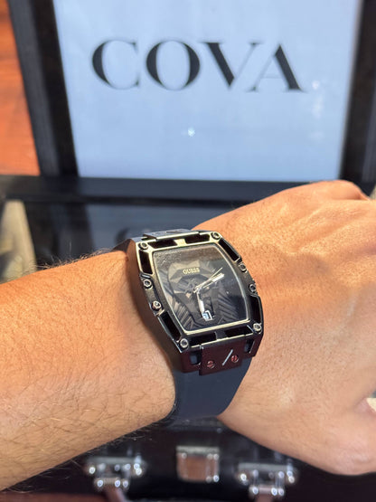 Guess Style Men’s Watch – Black Dial, Black Silicone Strap
