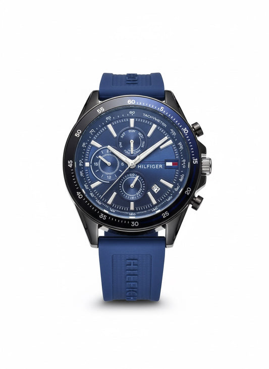 Tommy Hilfiger Style Watch – Blue Dial, Blue Silicone Strap