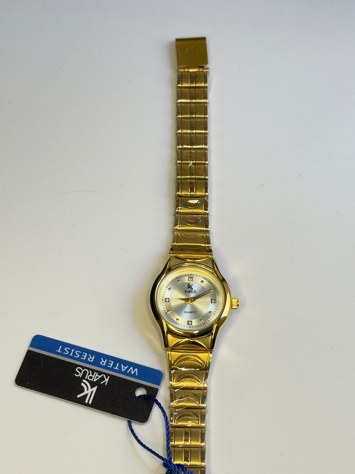 KARUS Women's Watch – Gold Case, Silver Crystal Dial, Gold Bracelet