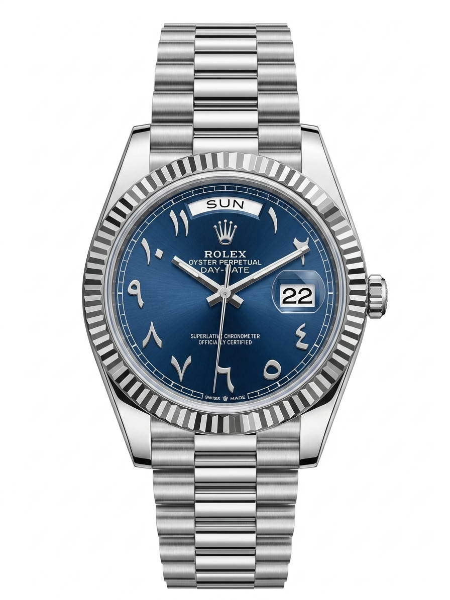 Rolex Day-Date Arabic Dial Men's Watch – Blue Dial Stainless Steel