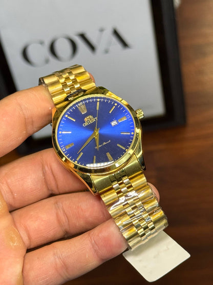Orient Men's Dress Watch – Gold-Tone Blue Dial Stainless Steel Quartz