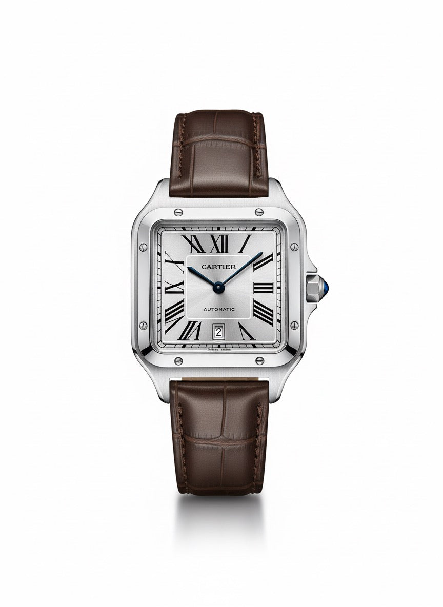 Cartier Santos-Dumont Watch - 46.6 Mm X 33.9 Mm Steel Case Silver Dial