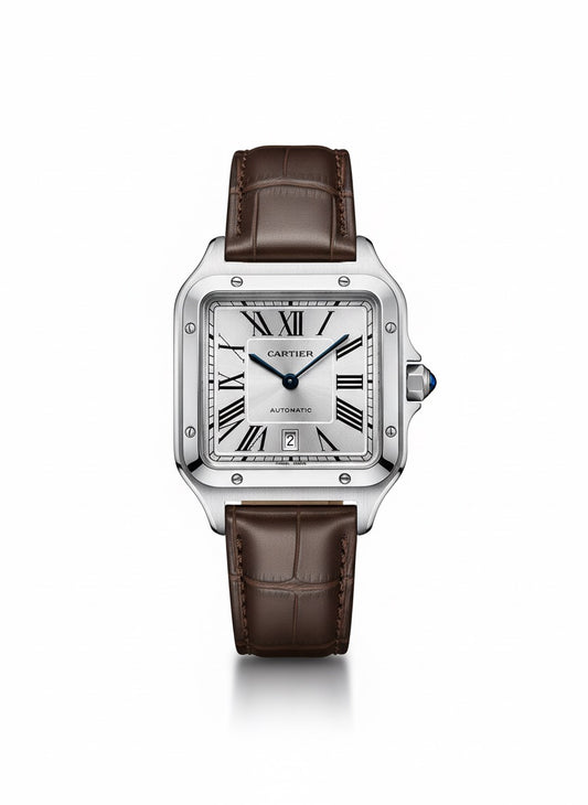 Cartier Santos-Dumont Watch - 46.6 Mm X 33.9 Mm Steel Case Silver Dial