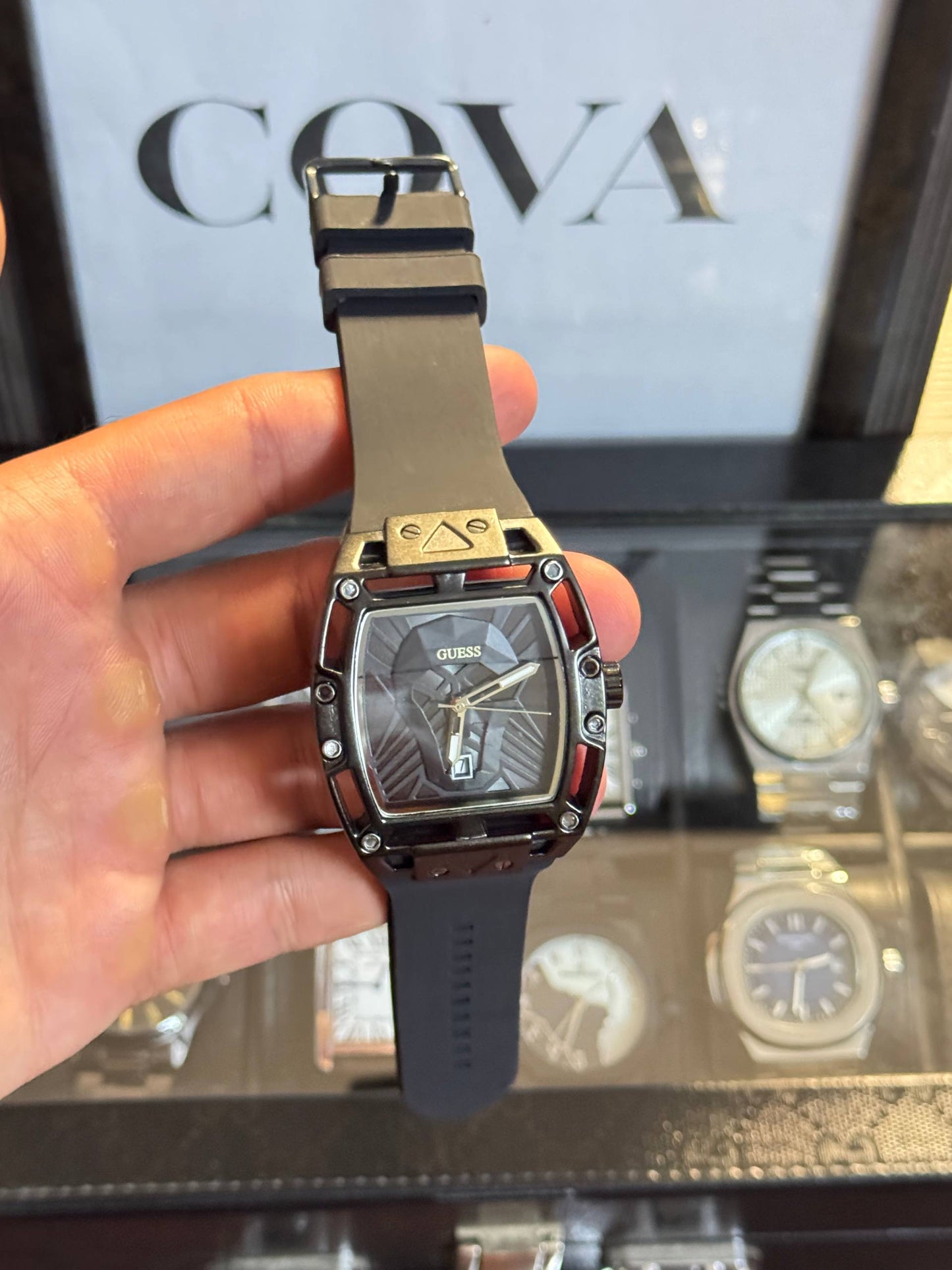 Guess Style Men’s Watch – Black Dial, Black Silicone Strap