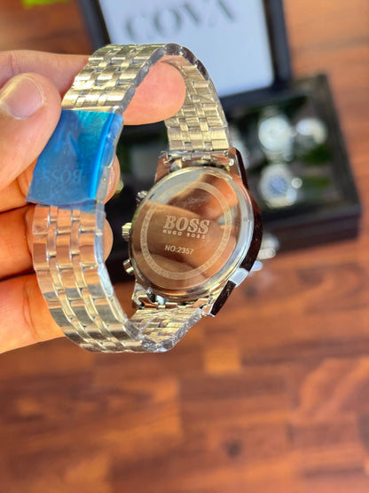 BOSS HUGO BOSS Men’s Chronograph Watch – Blue Dial, Silver Stainless Steel Strap