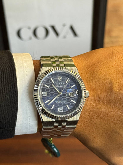 Rolex Land-Dweller Men's Watch – Blue Honeycomb Dial Jubilee Bracelet