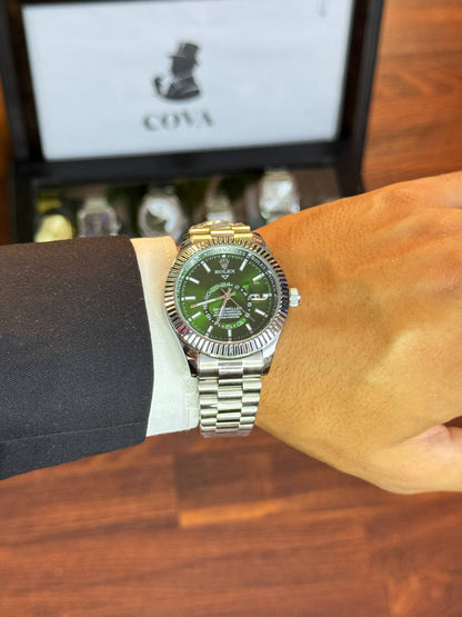 Rolex-Style Watch – Semi Automatic- Green Dial, Jubilee-Style Stainless (42mm)