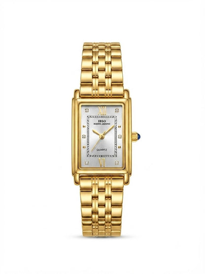 IBSO Women's Watch – Gold Rectangular Silver Dial Stainless Steel Bracelet