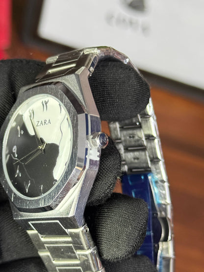 ZARA – Arabic Split Dial (Black/Silver), Stainless Steel Bracelet (41mm) – Original