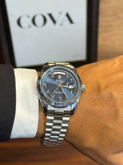 Rolex Day-Date Arabic Dial Men's Watch – Blue Dial Stainless Steel