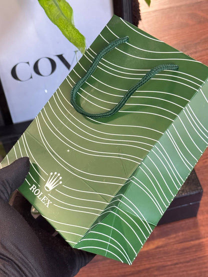 ROLEX OYSTER PERPETUAL SUBMARINER CERAMIC BEZEL WATCH GREEN WITH STAINLESS STEEL SILVER BELT ( OPEN CASE )