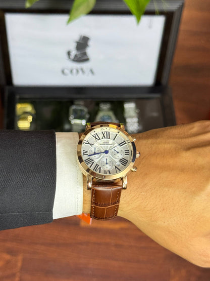 IBSO-3960L-Brown Genuine Leather Men Casual Watch