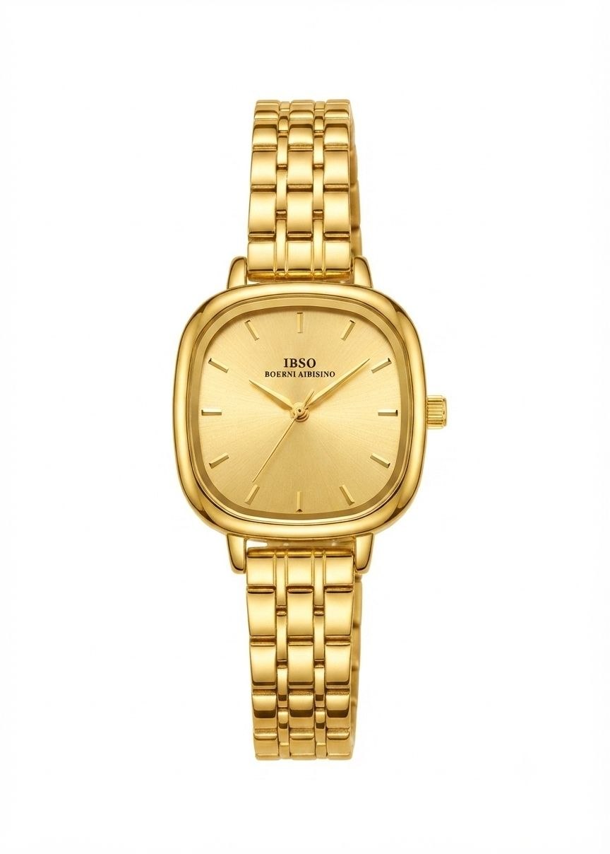 IBSO Women's Watch – Gold Cushion Dial Stainless Steel Bracelet
