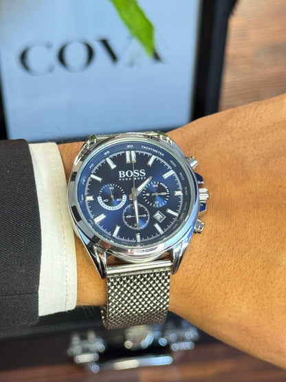 HUGO BOSS Chronograph Stainless Steel Blue Dial