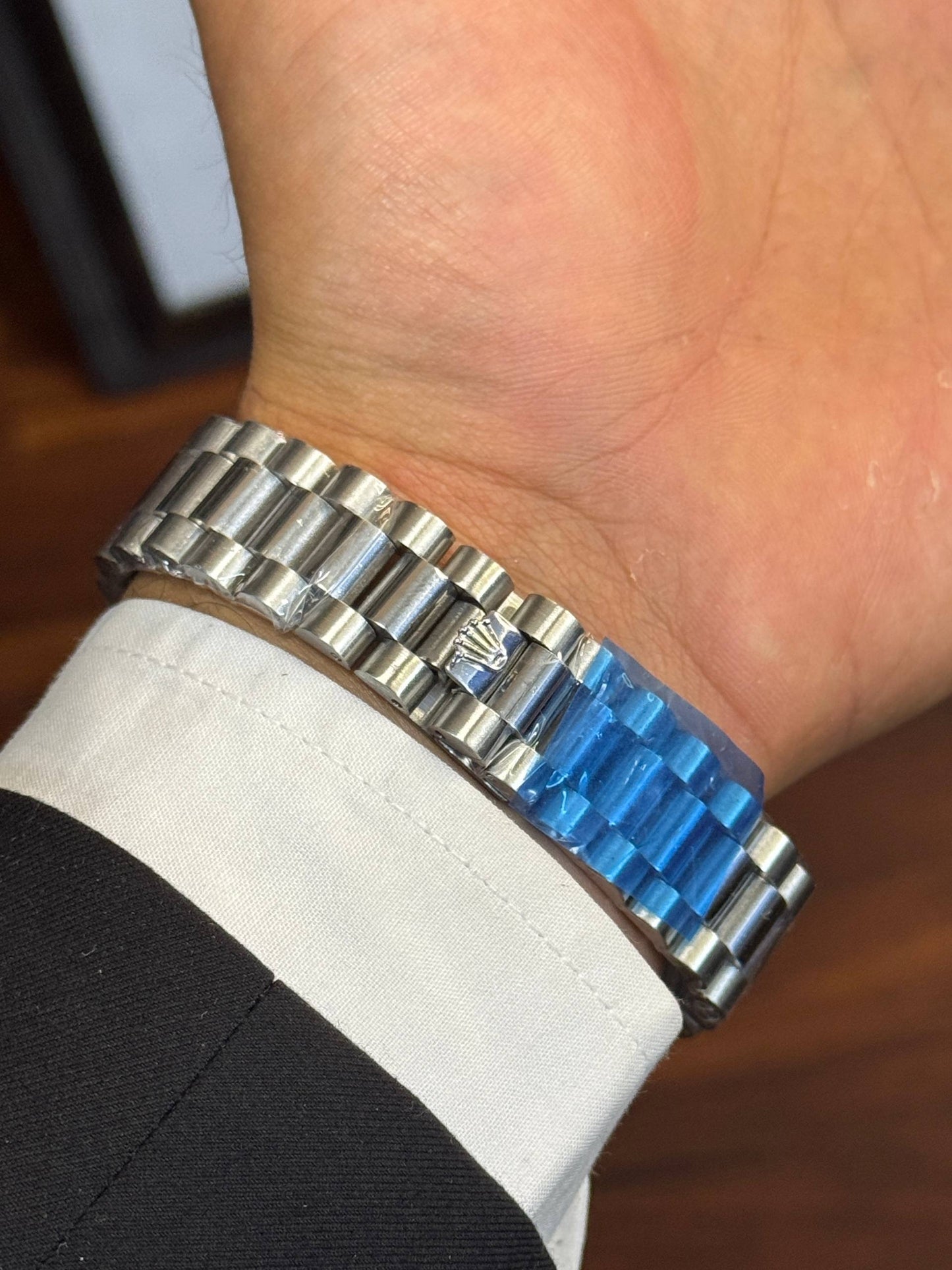 Rolex Day-Date Arabic Dial Men's Watch – Blue Dial Stainless Steel