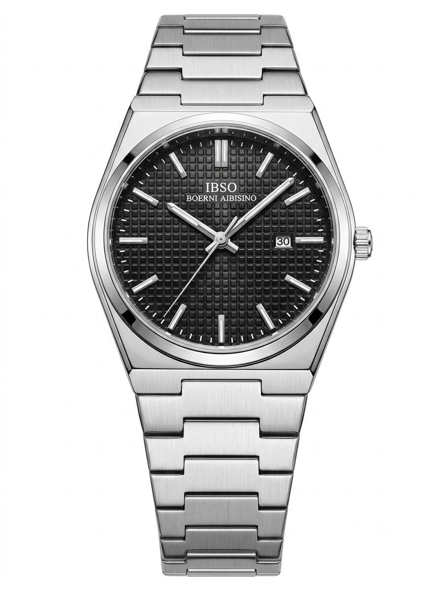 IBSO Original Men's Watch – Black Textured Dial Steel Quartz