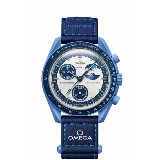 MoonSwatch style blue chronograph watch – Cova Egypt