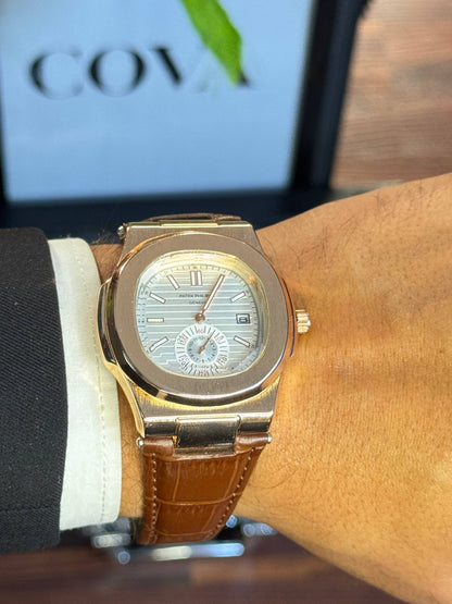 Patek Philippe Nautilus – Rose Gold Chronograph, white Dial