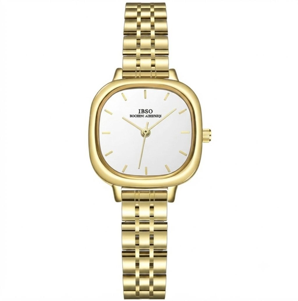 IBSO Women's Watch – Gold Cushion Dial Stainless Steel Bracelet