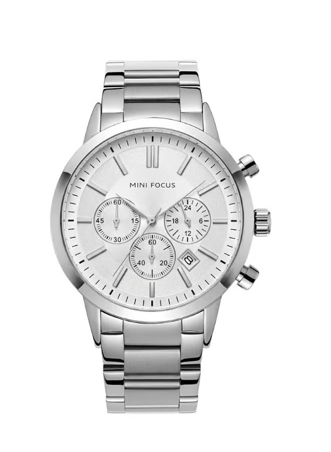 MINI FOCUS original men's chronograph watch silver dial stainless steel – Cova Egypt