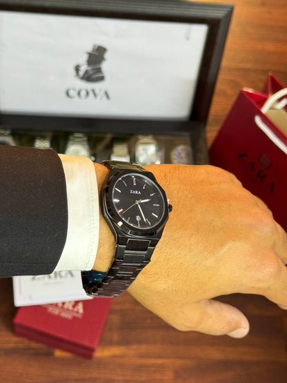 ZARA Original Watch – Black Dial, Full Black Stainless Steel