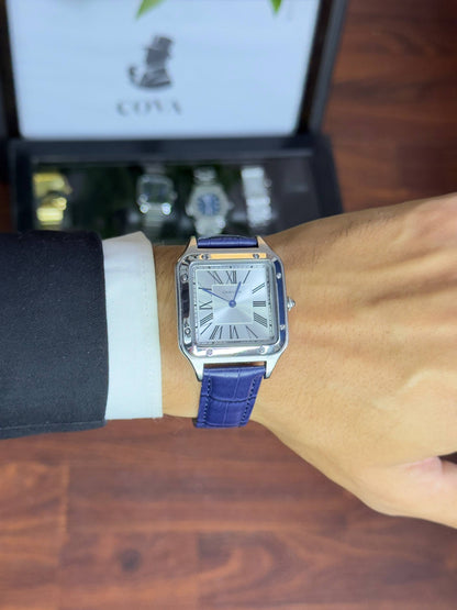 Cartier Santos-Dumont Watch - 46.6 Mm X 33.9 Mm Steel Case Silver Dial