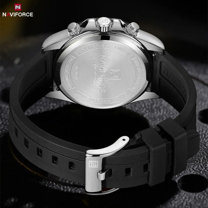 NAVIFORCE Original Men's NF8054 S/W/B -Watch Chronograph Watch – Silver Panda Dial, Black Tachymeter Bezel