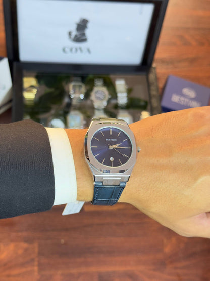 Bestwin Original Watch – Blue Dial, Blue Leather Strap