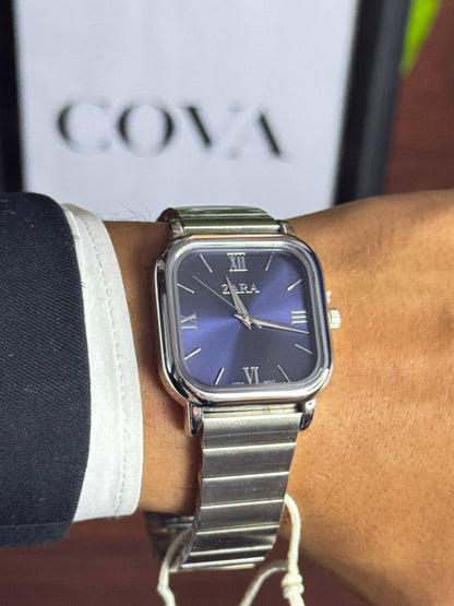Zara Square Watch–Original–Blue Dial Stainless Steel