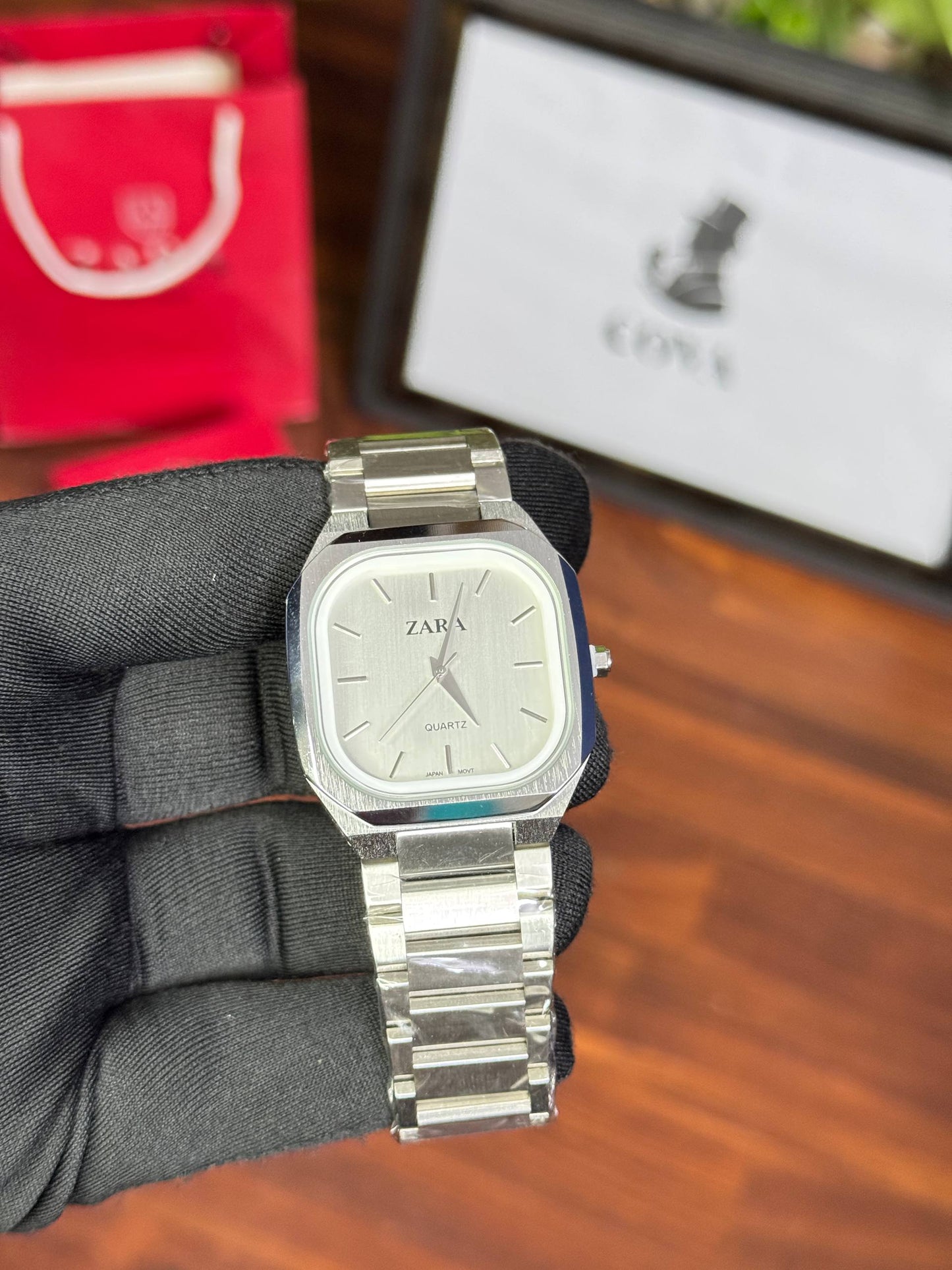 ZARA Square Watch – Silver Dial – 36mm