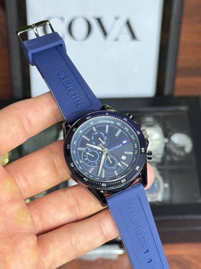 Tommy Hilfiger Style Watch – Blue Dial, Blue Silicone Strap