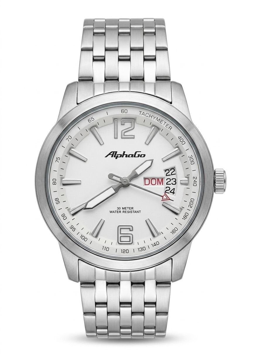 AlphaGo Classic Men's Watch – Stainless Steel Day-Date Quartz