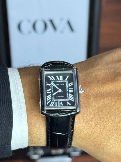 Cartier Tank – White Roman Dial, Leather Strap