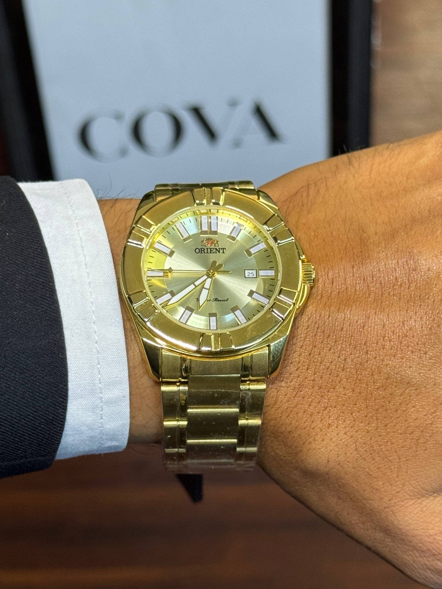 Orient Men's Gold Dress Watch – Champagne Dial Stainless Steel Quartz