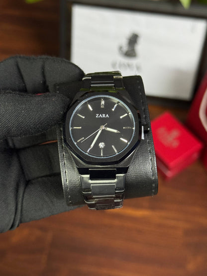 ZARA Original Watch – Black Dial, Full Black Stainless Steel