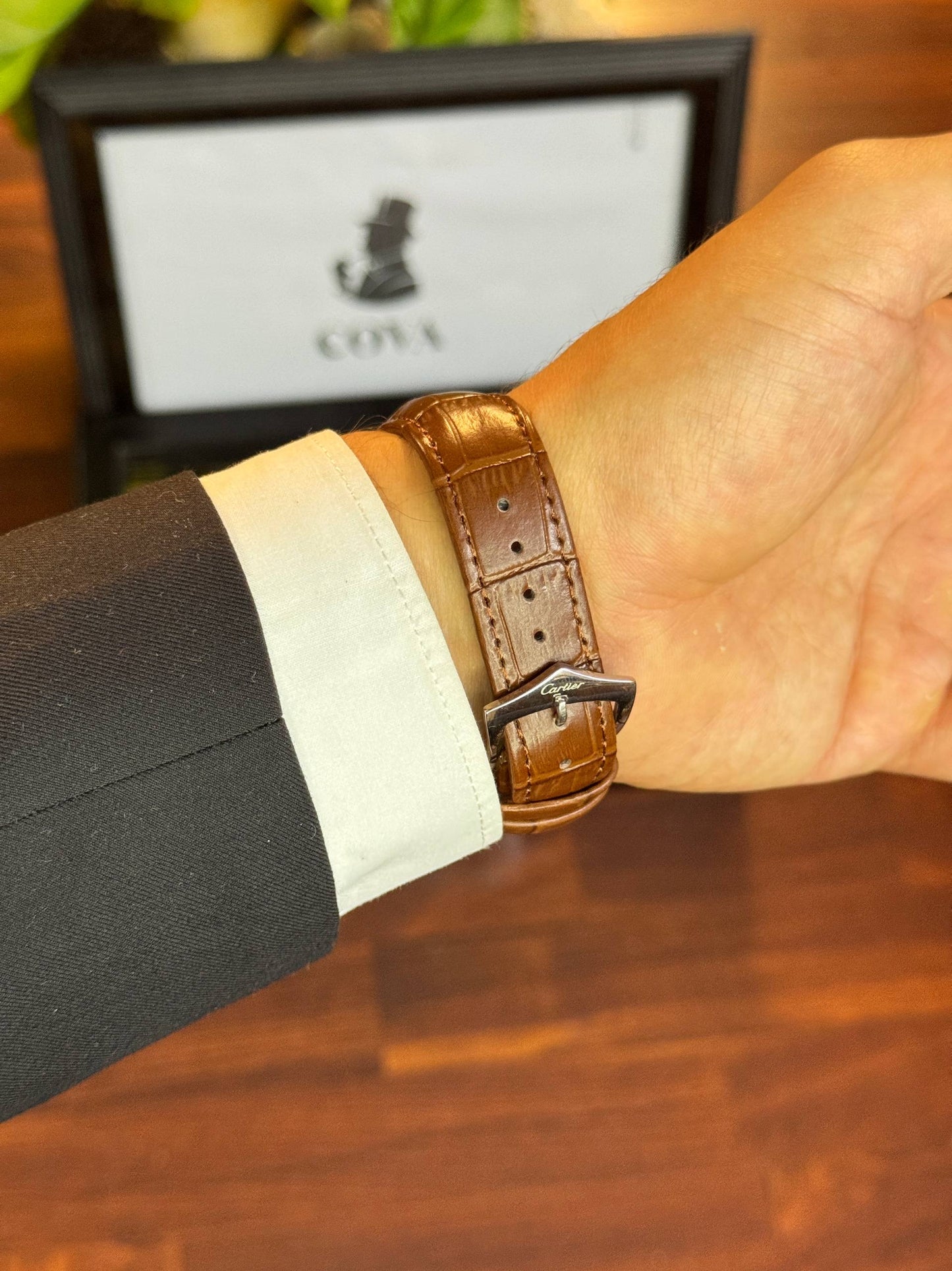 Cartier Tank – White Roman Dial, Leather Strap