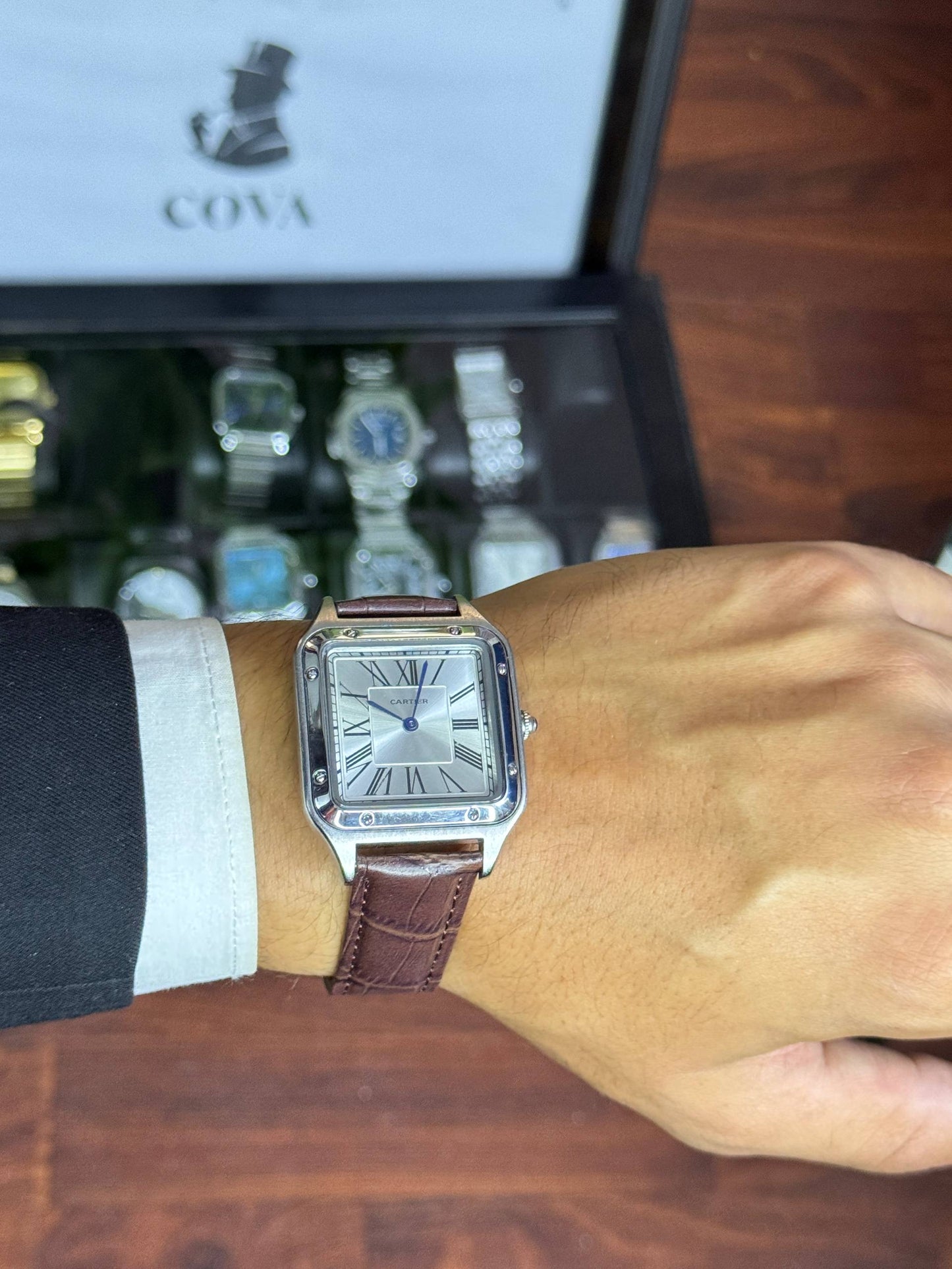 Cartier Santos-Dumont Watch - 46.6 Mm X 33.9 Mm Steel Case Silver Dial