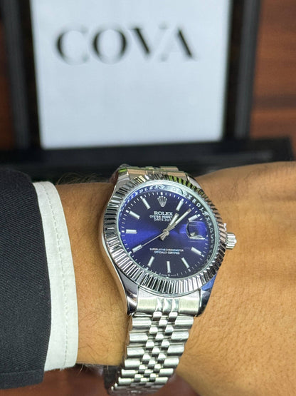 Rolex Date just Blue  Dial 41mm, Semiautomatic Movement Open Case